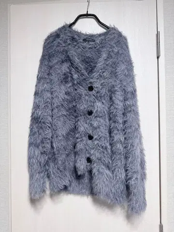 JEANASIS 슬라브 니트 퍼 V넥 가디건 지나시스