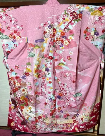 핑크 화꽃 노시 후리소데 기장 163