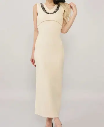 다리치 엣지 레이스 니트 롱 원피스