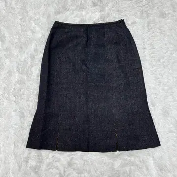 Aylesbury 미디 스커트 M 울 타이트 도쿄 스타일 네이비