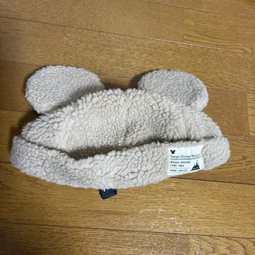 미키 귀 달린 플리스 모자 베이지 보아캡 디즈니