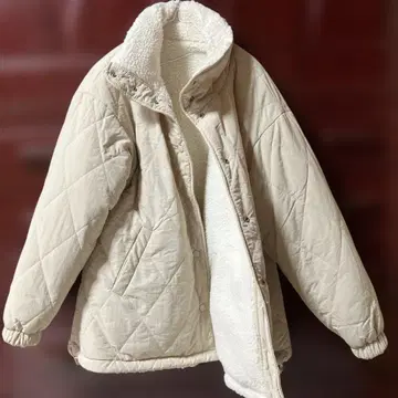 베이지 플리스 자켓 M 사이즈 리버서블