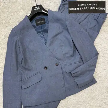 새상품급/L 그린 라벨 릴랙싱 수트 셋업 더블 노카라 파랑