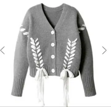 레이스업 니트 가디건