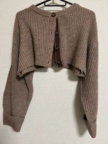 브라운 크롭 숏 기장 가디건 볼레로