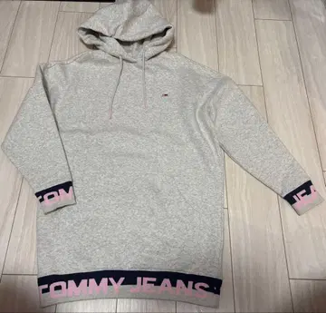 Tommy Jeans 그레이 후드티 속기모 로고 맨투맨 원피스