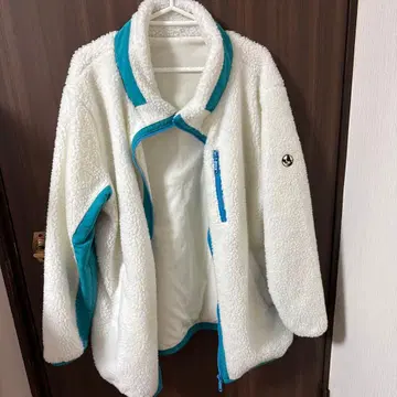 플리스 자켓 화이트/터콰이즈, 사이즈 3L
