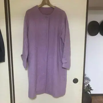 라벤더 플리스풍 롱 코트