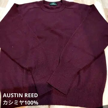AUSTIN REED 버건디 캐시미어 100% 크루넥 니트 L