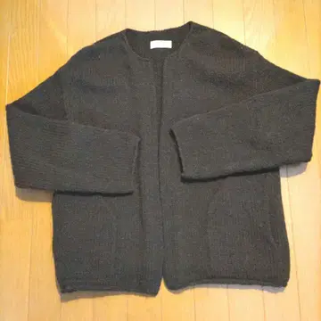 카구레 페루 크루넥 가디건 페루 니트 브라운