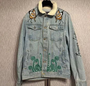 ZARA 자수 보아 데님 자켓