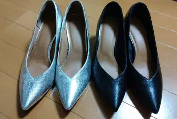 실버 블랙 스틸레토 하이힐