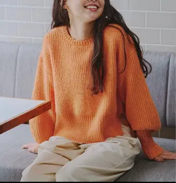 스웨터 titivate 티티베이트 베이직 크루 니트 오렌지