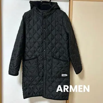 ARMEN 퀼팅 자켓 블랙 후드 부착 사이즈 1