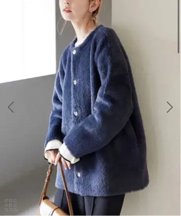 로페피크닉 더블 페이스 페더 니트 코트 사이즈 38 네이비 파랑