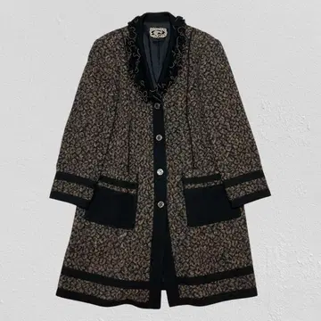 [레어] 인포트 로사 레오파드 무늬 엘레강트 롱 코트 프릴 3 L