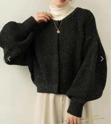 스팽글 니트 가디건 FREE 차콜 그레이 히나리 hinari