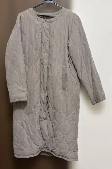 그레이 퀼팅 자켓 롱 기장