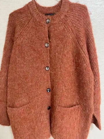 JEANASIS 오렌지 버튼 라메 가디건