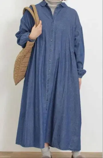 [ 새상품 ] Samansa Mos2 백리본 셔츠 원피스 블루 S 사이즈