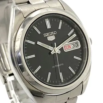 [가동] SEIKO5 뒷면 투명 시계 남성용 데이데이트 자동 와인딩 실버