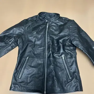 roshell 천연 가죽 블랙 가죽 자켓 지퍼 포함