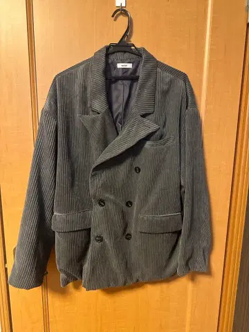 그레이 코듀로이 더블 브레스트 자켓 [ epnok ]