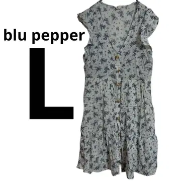 블루 페퍼 [ L ] 플라워 프린트 슬리브리스 원피스