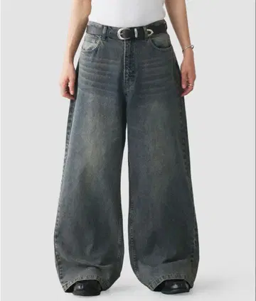 Regen Glanz 와이드 배기 데님 팬츠