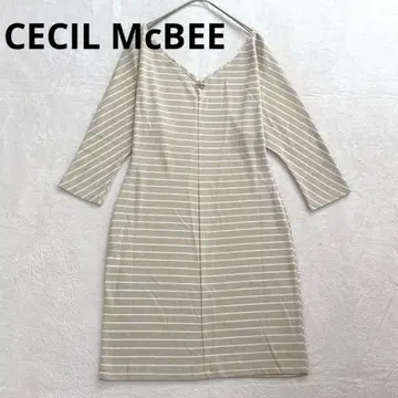 v85 CECIL McBEE 라메 믹스 썸머 니트 원피스 보더 일본제