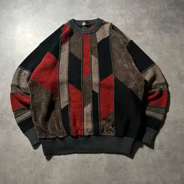 빈티지 올 패턴 기하학 무늬 멀티 컬러 디자인 니트 스웨터