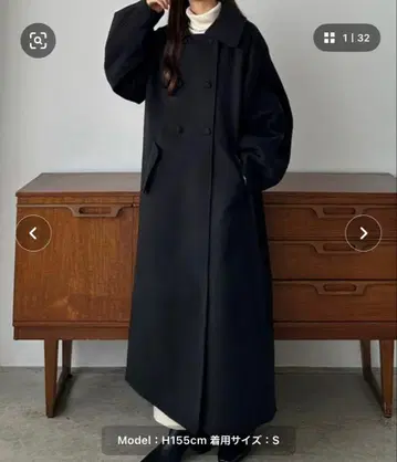 callautia 스탠 칼라 롱 코트 s 블랙 코트