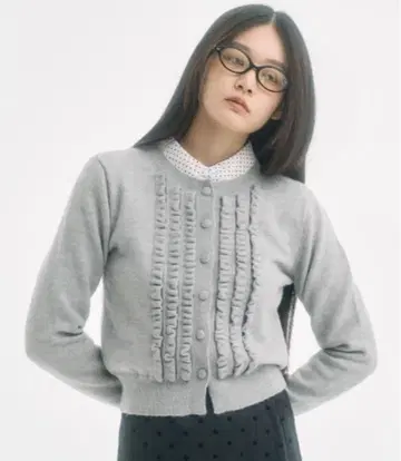 fekete 프릴 달린 그레이 가디건