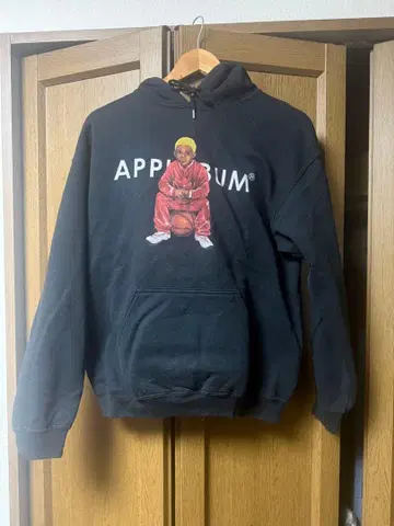 APPAREL 블랙 후드 부착 후드티 애플바움