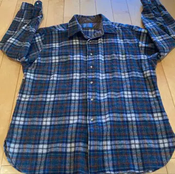 70s Pendleton 체크 무늬 긴팔 셔츠 XL