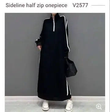 [ 새상품 ] ViCHIC 사이드 라인 하프 지퍼 롱 원피스