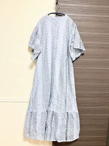 Deux Amour 소매 프릴 전체 레이스 셔츠 원피스