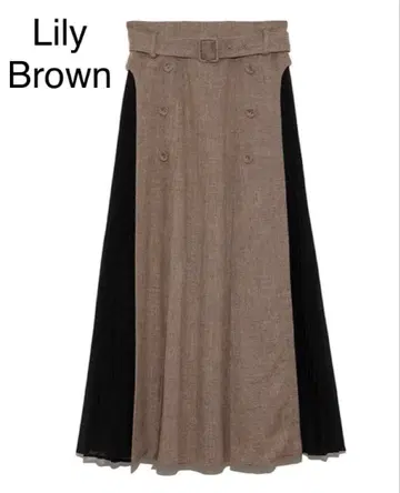 Lily Brown 이소재 절개 사이드 플리츠 스커트