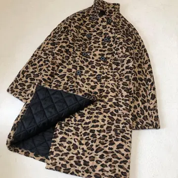 매킨토시 레오파드 무늬 퀼팅 코트 작은 사이즈 X S 롱