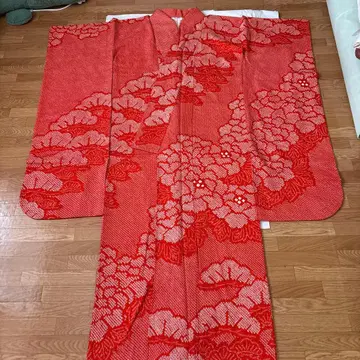 모란과 소나무 패턴 후리소데, 후쿠로 오비 세트