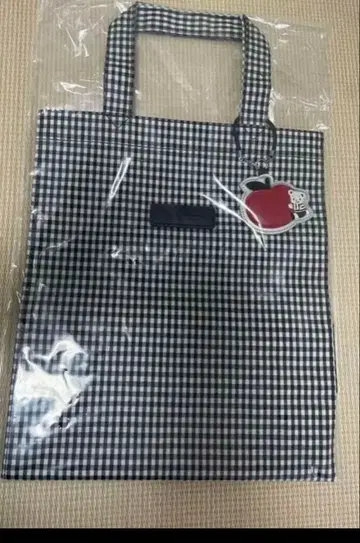 택 포함 미사용 새상품 파밀리아 깅엄 체크 토트백 블랙