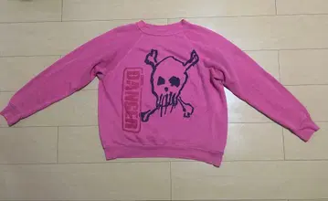 핑크 스컬 DANGER 프린트 맨투맨 구제 의류