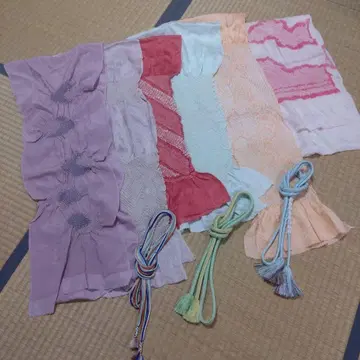 오비 장식 천 6점 + 허리띠 3점 세트