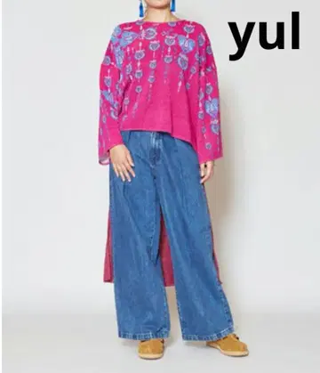 차이하네 yul 오리엔탈 패턴 프린트 하이로우 헴 원피스 퍼플