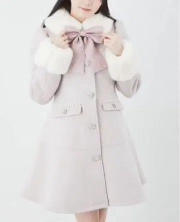 [새상품급] Ank Rouge 리본&퍼 탈부착 가능 핑크 코트