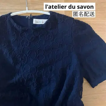 [ 레어 ] 아틀리에 사봉 비오는 날의 레이스 튤 원피스 네이비