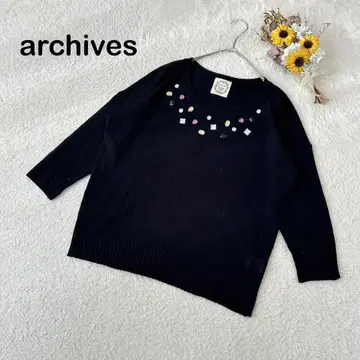 [ archives ] 7부 소매 니트 티셔츠 블랙 풀오버