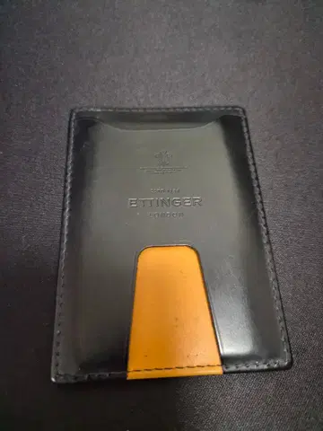 ETTINGER 가죽 패스 케이스 블랙/오렌지