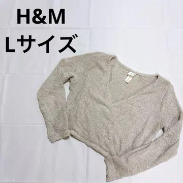[ 새상품급 ] H&M 긴팔 니트 스웨터 L 사이즈 베이지 숏 기장 심플