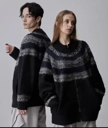 CLEL 노르딕 디자인 자카드 드라이버스 니트